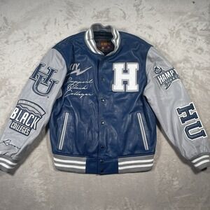 Support Black‎ Colleges KIY Hampton Pirates Sheep's Leather Jacket Mens Small